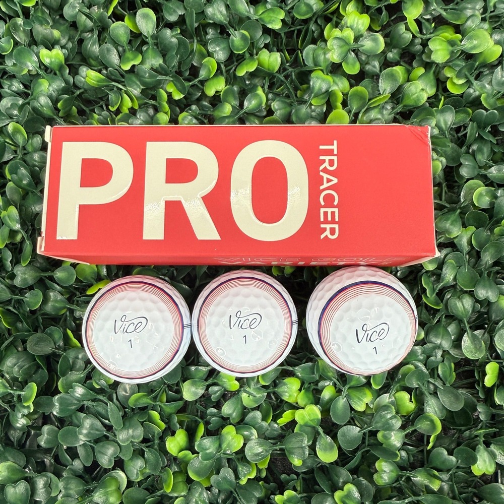 Vice Pro Tracer Golf Balls 3 Count Sleeve White Red Blue 3-Piece Cast Urethane